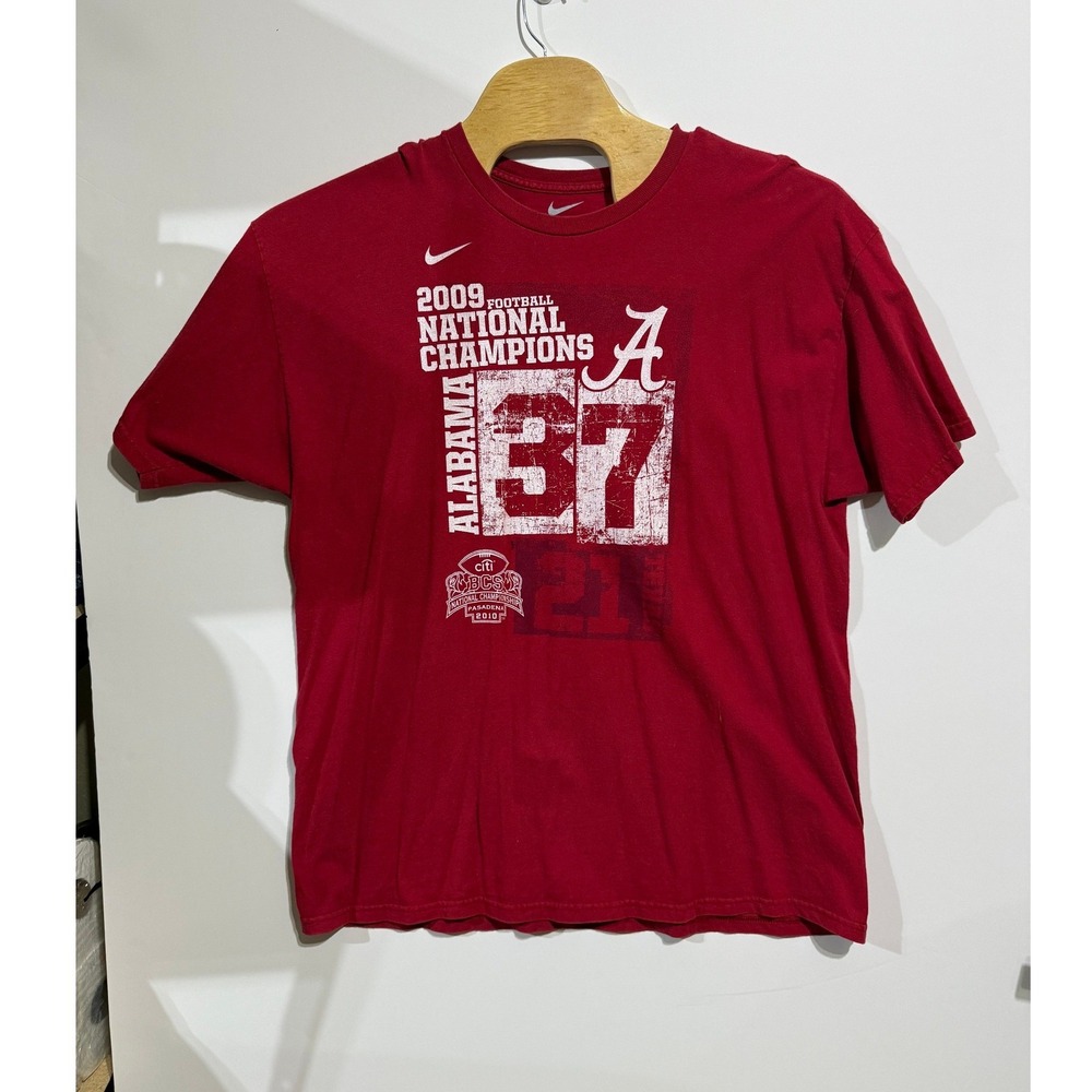 Nike T-Shirt Mens XXL Red Excellent Alabama 2009 National Champions Football
